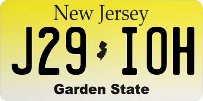 NJ license plate J29IOH