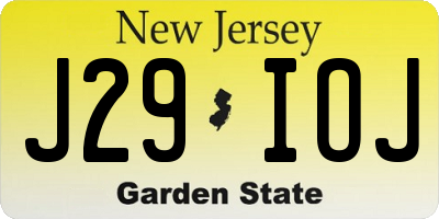NJ license plate J29IOJ