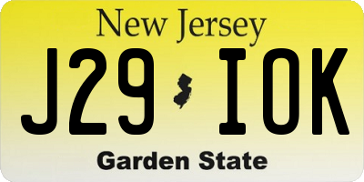 NJ license plate J29IOK