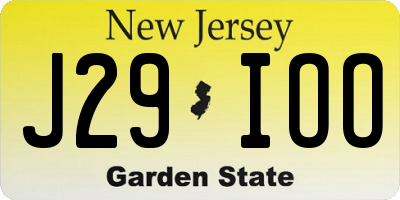 NJ license plate J29IOO