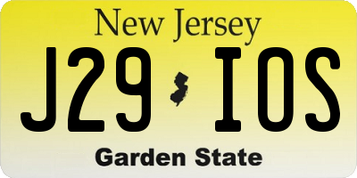 NJ license plate J29IOS