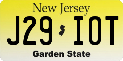 NJ license plate J29IOT