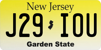 NJ license plate J29IOU