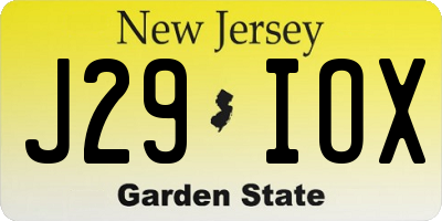 NJ license plate J29IOX