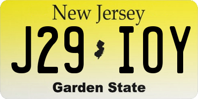 NJ license plate J29IOY