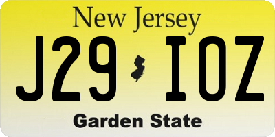 NJ license plate J29IOZ