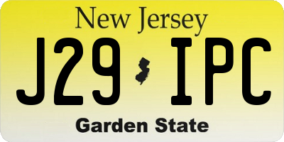 NJ license plate J29IPC