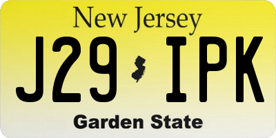 NJ license plate J29IPK