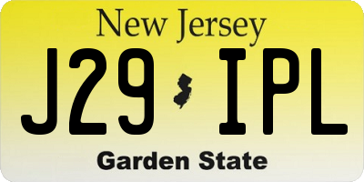 NJ license plate J29IPL