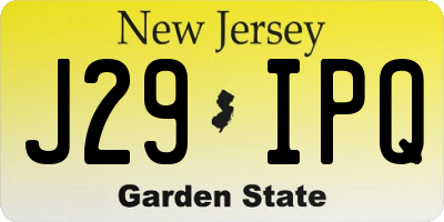 NJ license plate J29IPQ