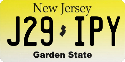 NJ license plate J29IPY