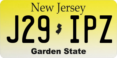 NJ license plate J29IPZ