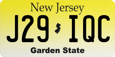 NJ license plate J29IQC