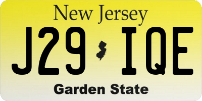 NJ license plate J29IQE