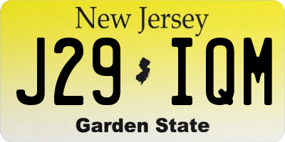 NJ license plate J29IQM