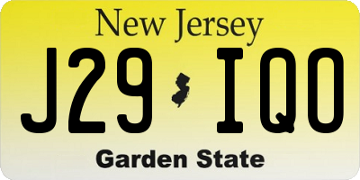 NJ license plate J29IQO