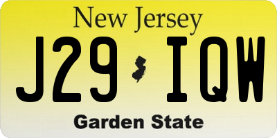 NJ license plate J29IQW