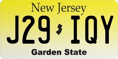 NJ license plate J29IQY