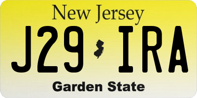 NJ license plate J29IRA