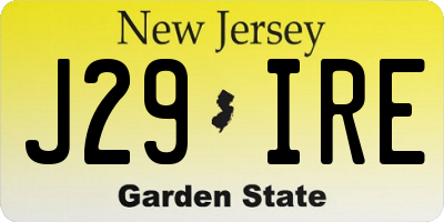 NJ license plate J29IRE