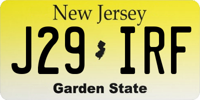 NJ license plate J29IRF