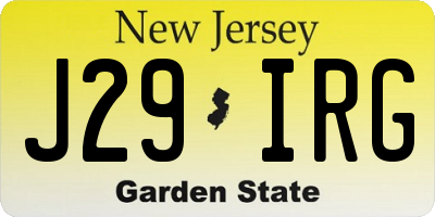 NJ license plate J29IRG
