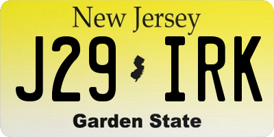 NJ license plate J29IRK