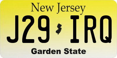 NJ license plate J29IRQ