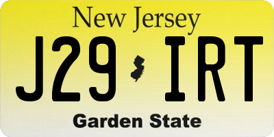 NJ license plate J29IRT