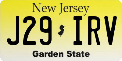 NJ license plate J29IRV