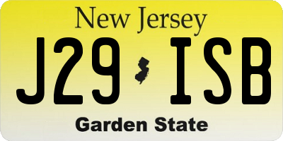 NJ license plate J29ISB