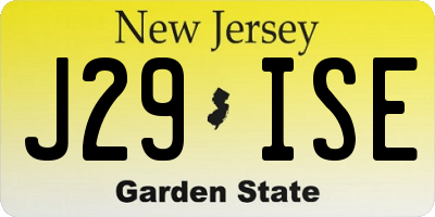NJ license plate J29ISE