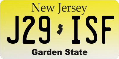 NJ license plate J29ISF