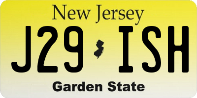NJ license plate J29ISH