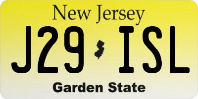 NJ license plate J29ISL