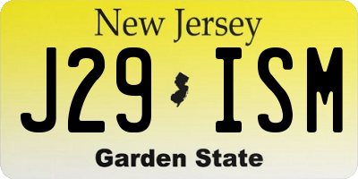 NJ license plate J29ISM