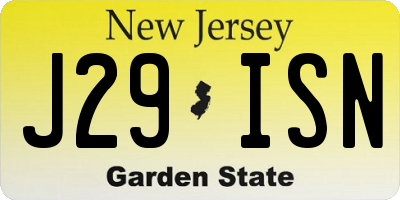 NJ license plate J29ISN