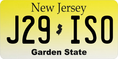 NJ license plate J29ISO