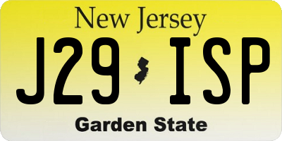 NJ license plate J29ISP