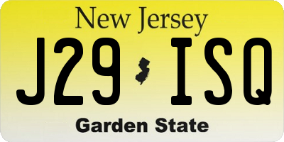 NJ license plate J29ISQ
