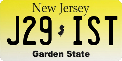 NJ license plate J29IST