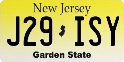 NJ license plate J29ISY