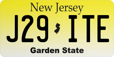 NJ license plate J29ITE