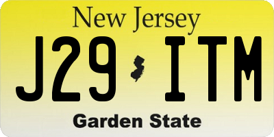 NJ license plate J29ITM