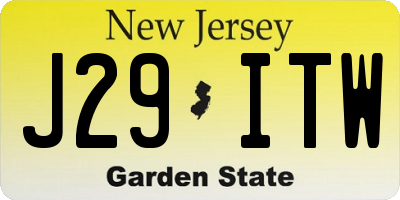 NJ license plate J29ITW