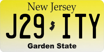 NJ license plate J29ITY