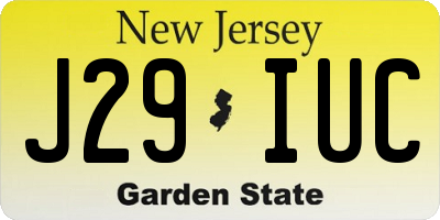 NJ license plate J29IUC