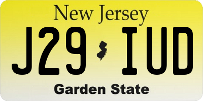 NJ license plate J29IUD