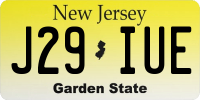 NJ license plate J29IUE
