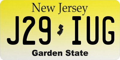 NJ license plate J29IUG